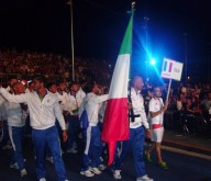 L'ingresso della delegazione italiana alla cerimonia inaugurale